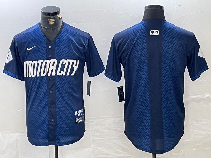 Men Detroit Tigers Blank Blue City Edition Nike 2024 MLB Jersey style 1->detroit tigers->MLB Jersey